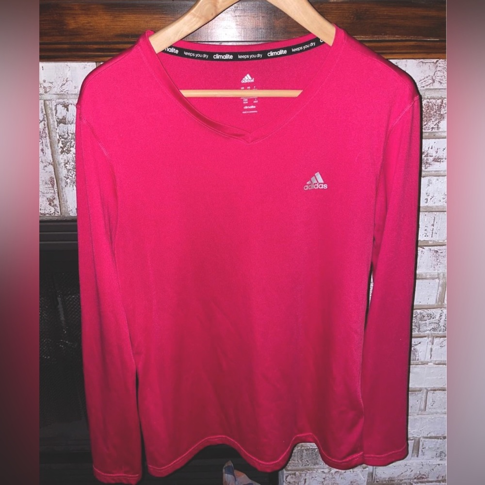 Adidas pink long sleeve women’s athletic shirt size medium